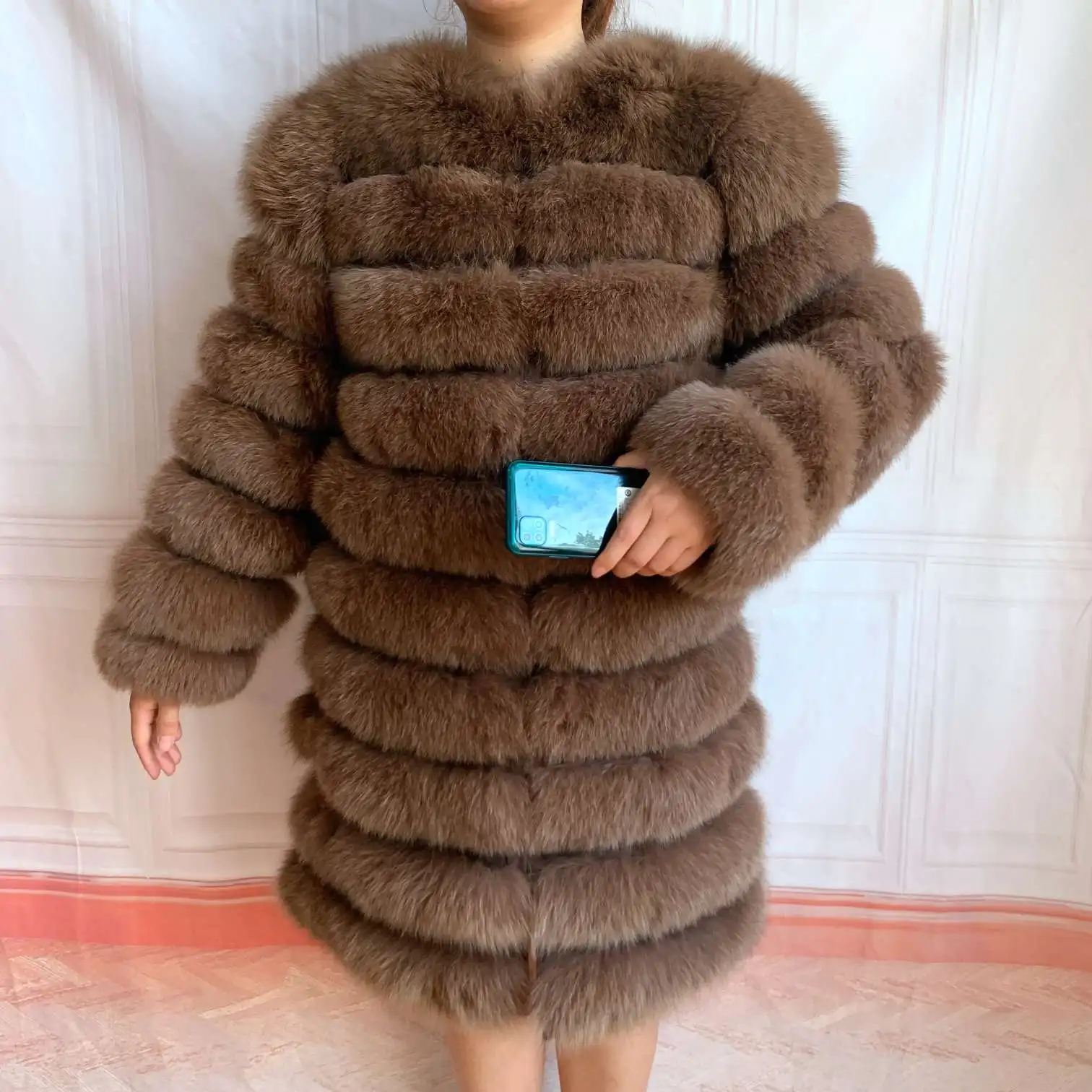NEW 4in1 Real Fox Fur Long Coat Winter Coat for Women Jackets Vest Winter Outerwear Women Fox Fur Coat High Quality Fur Clothes