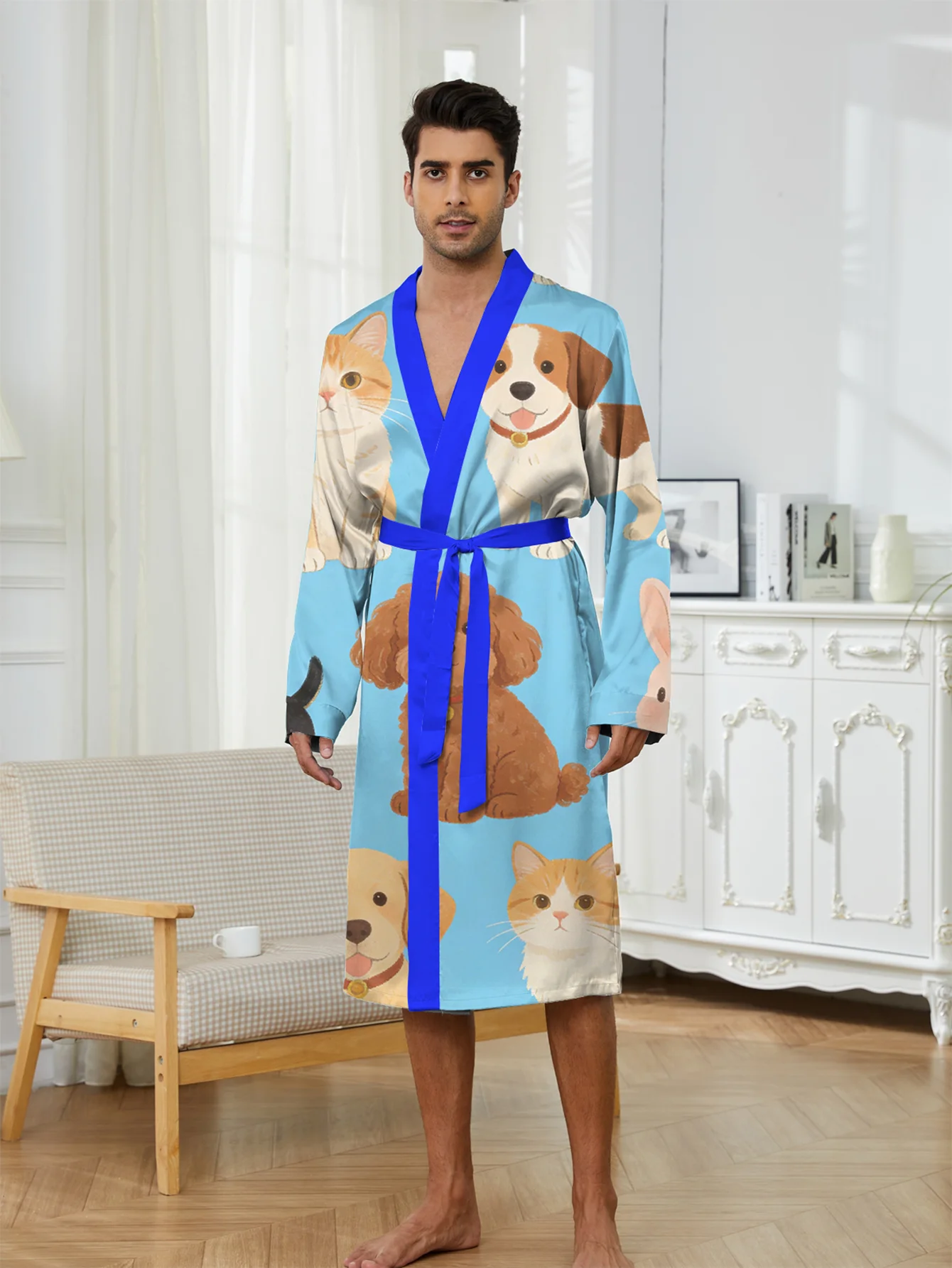 New 3D printed men's nightgown, fun for home use, skin friendly, comfortable, lightweight, fast drying, and non fading