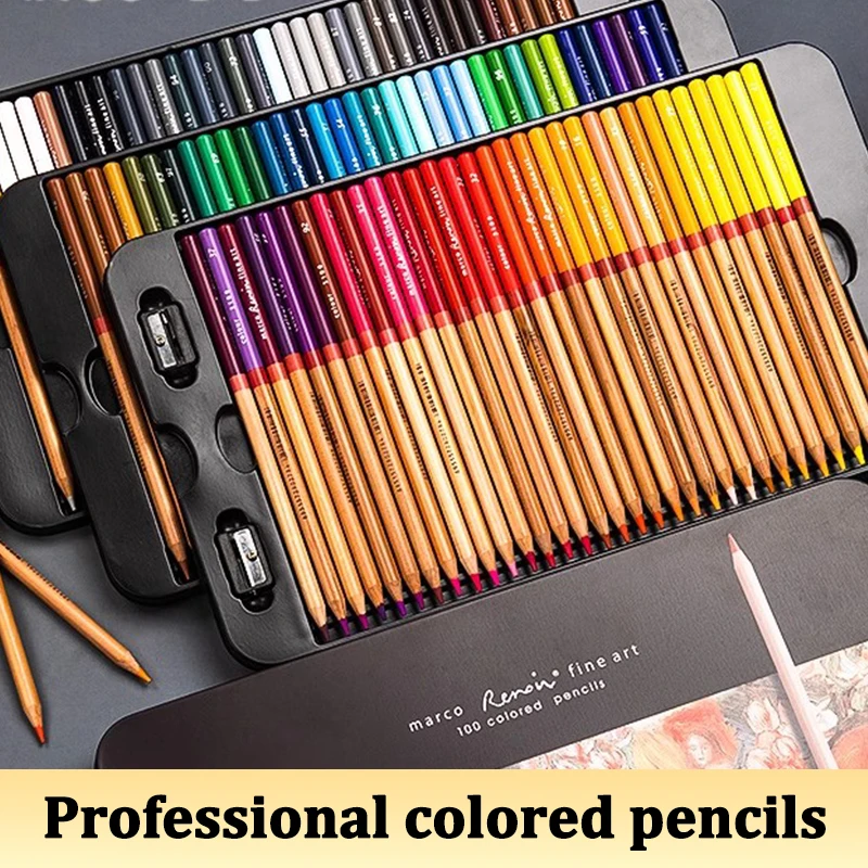 Imagem -02 - Conjunto de Lápis de Cor Óleo Aquarela Desenho Lápis com Caixa de Metal Desenho Profissional Esboçar Materiais de Arte 48 72 100 120 Peças