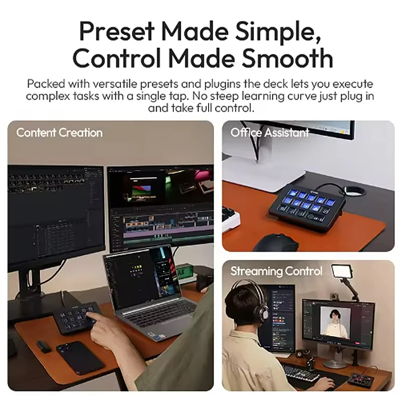 Ulanzi D200H Deck Dock Streaming Controller 7-In-1 One-Tap Visual Keyboard Creative Hub Customize Stylish Desk Lighting Control