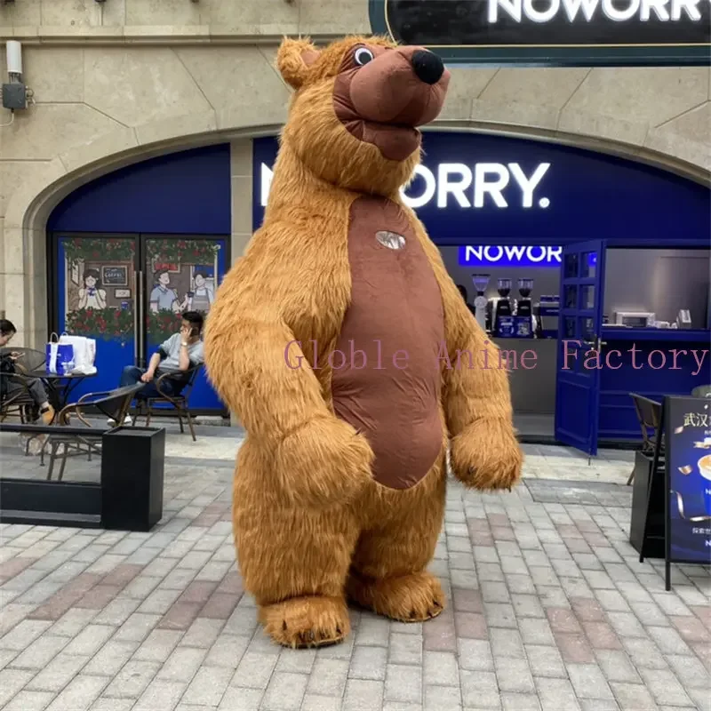 Inflatable Cute Furry Plush Brown Bear Mascot Costume Fursuit Halloween Promotion Halloween Cosplay Party Dress Party Cosplay