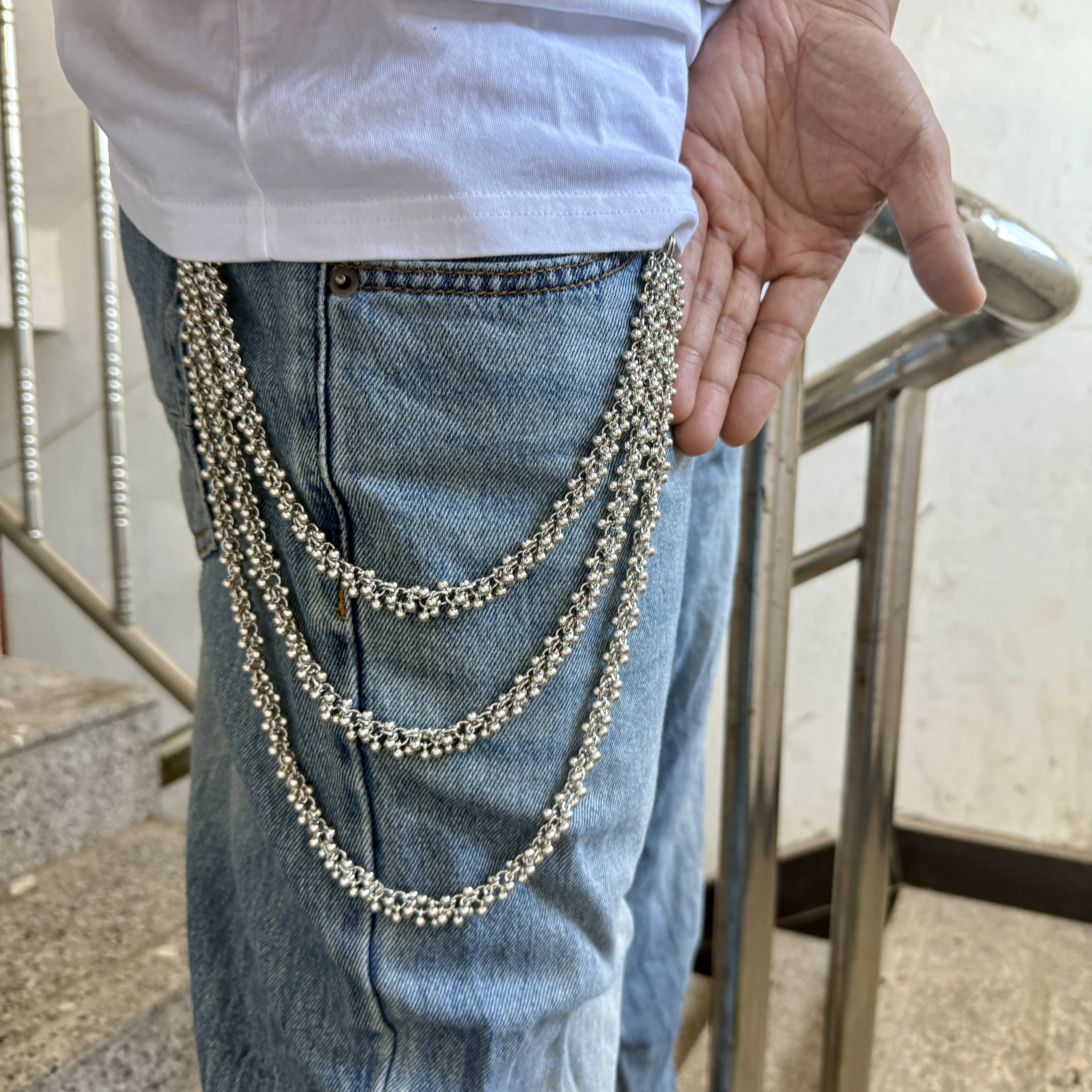 

Hip hop punk style multi-layer detachable pants chain handmade earth bead chain fashionable men's and women's waist accessories