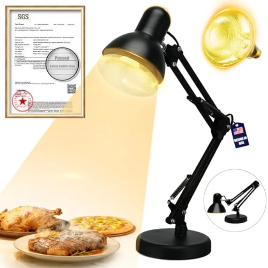 

Portable Food Heat Lamp - [Foldable Design] [3S Quickly Heating] Food Warmer Light Commercial Heat Lamp for Food Catering Warmi