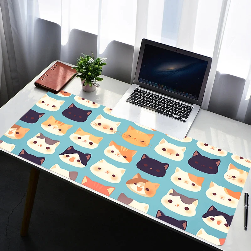 Mouse Pad Laptop Rubber Extended Desktop Mat Computer Gamer Cartoon Mousepad PC Gaming Accessories Cute Cartoon Cat Keyboard Pad