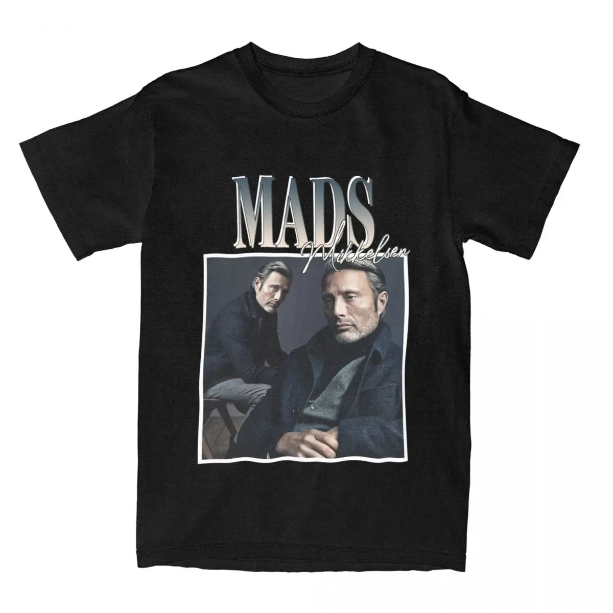 Mads Mikkelsen Actor Men T Shirt Cool Tee Shirt Short Sleeve Round Neck T-Shirts Cotton Plus Size Clothing