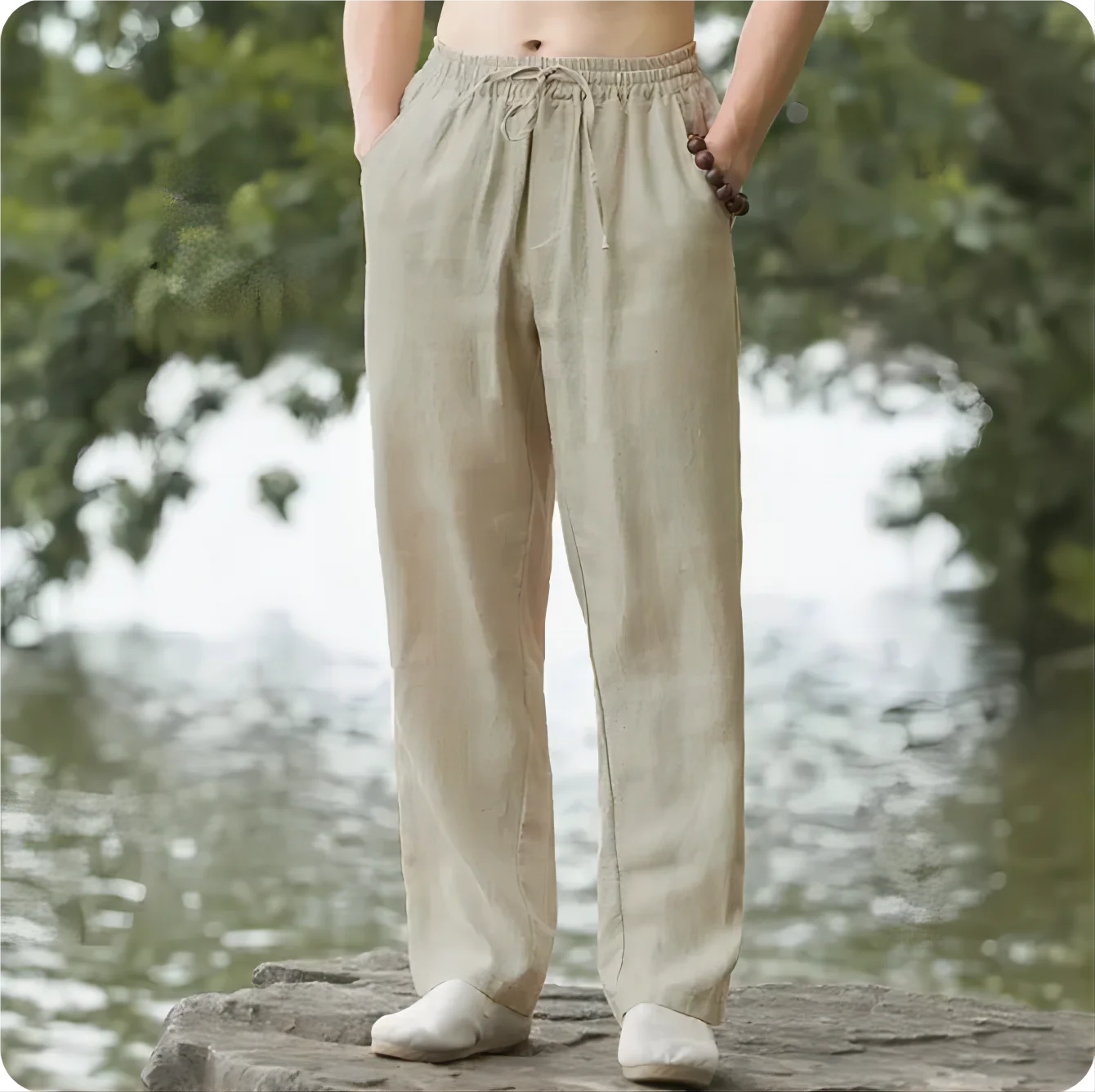 Men's Beach Pants Joggers Streetwear Cotton Linen Sweatpants Casual Pants Hawaiian Vacation Loose Summer Long image 3
