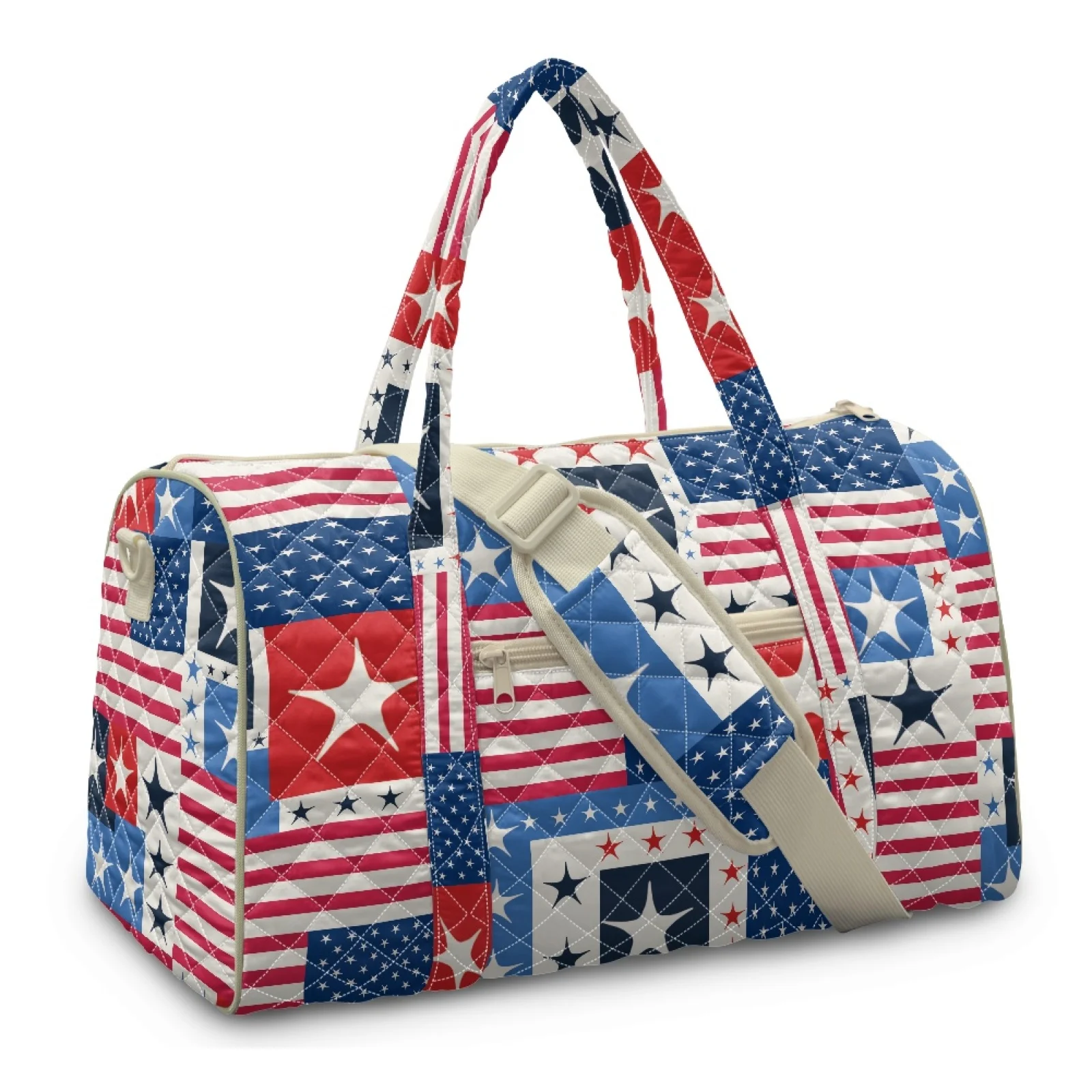 Coloranimal Patriotic Star Large Capacity Quilted Duffle Bag for Sports Polyester Personal Item Bag New Trend