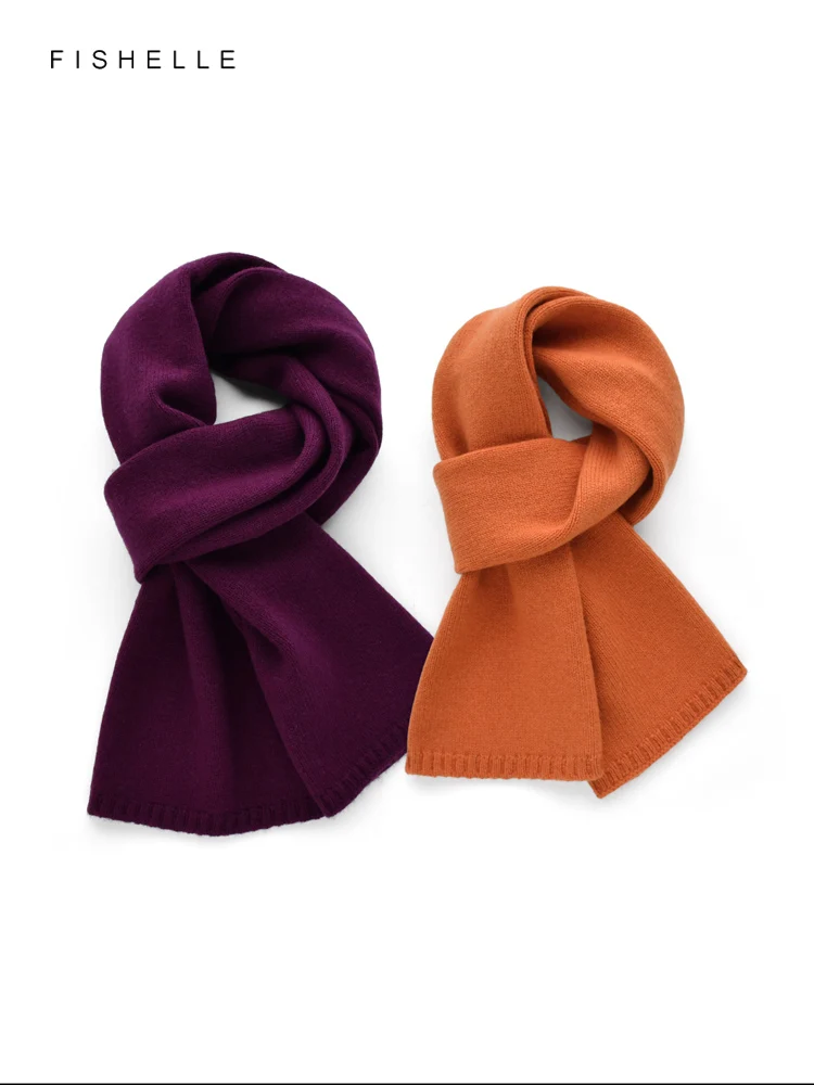 Purple orange wool small scarf women warm autumn winter knitted wool scarves kids adults holiday gifts