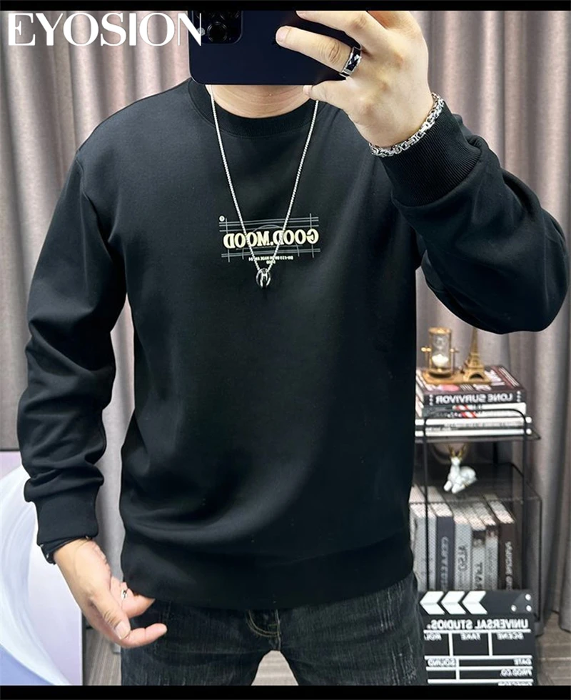 2024 New Autumn Men's Sweatshirt High Quailty Cotton Round Neck Hoody Sports Warmth Hoodie Street Bottom Sweater Plus Size 4XL