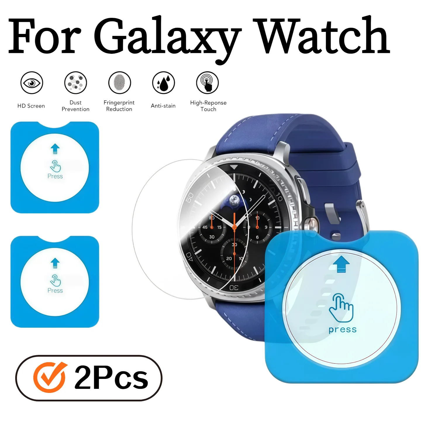 2Pcs HD Clear Tempered Glass Screen Protector for Galaxy Watch4 5 6 7 8 9 Ultra Classic Anti-Scratch Protection 40/44/43/46/47mm