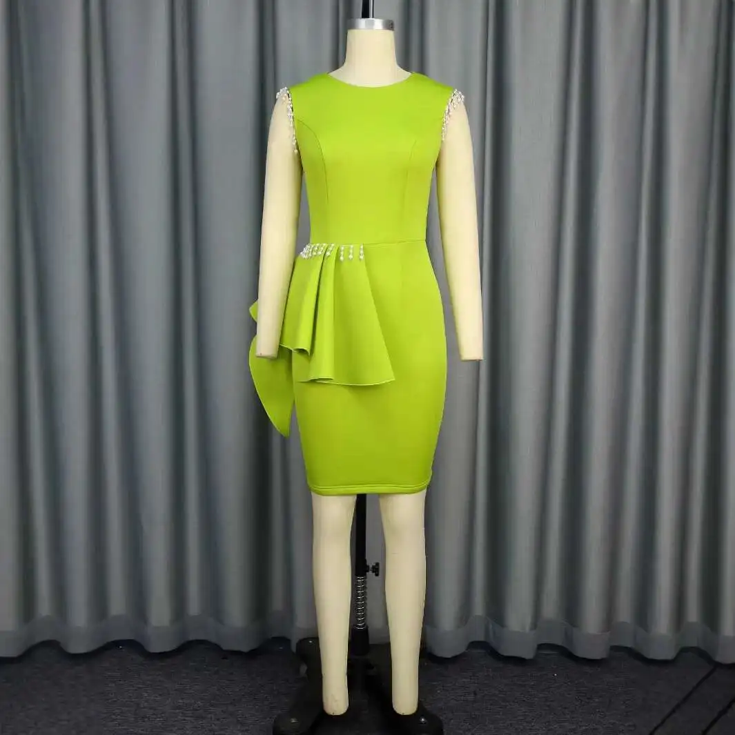 

Round Am050137new Neck Sleeveless Beaded Chain Dress Party Ball Graduation Dress Bodycon Dress Summer Dress Robe Vestido Women