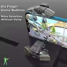 Gatillo de juego para teléfono móvil JS65 para PUBG, mando de disparo, Joystick de 6 dedos para comer pollo, artefacto auxiliar L1R1, botón de llave