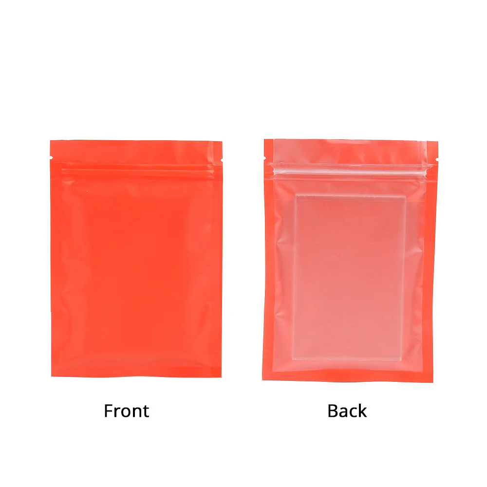 Matte Red Aluminum Foil Heat Sealable Zip Lock Pouches Reusable Smell Proof Sachet Flat Mylar Packaging Bags with Clear Window