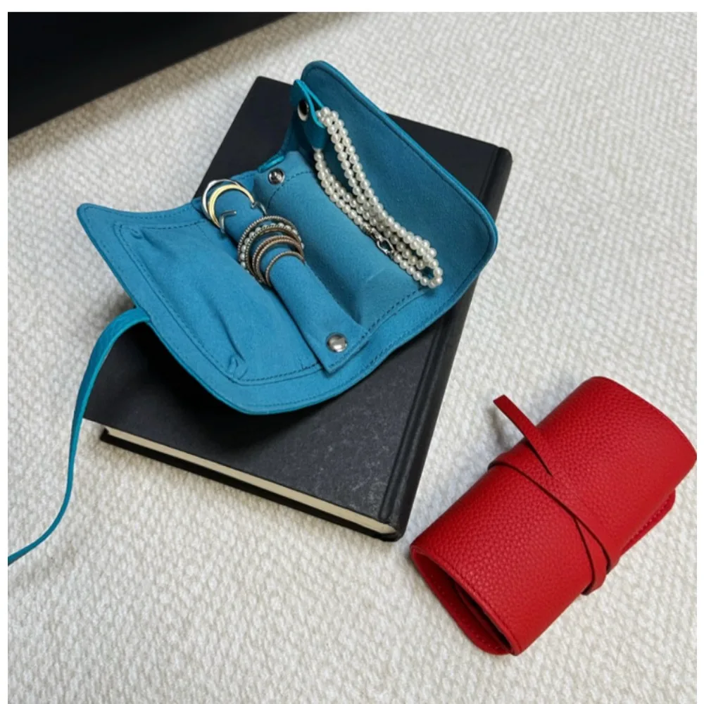 Simple and High-end Jewelry Storage Bag, First Layer Cowhide Jewelry Genuine Leather Ring Storage Bag, Versatile Model. Simple
