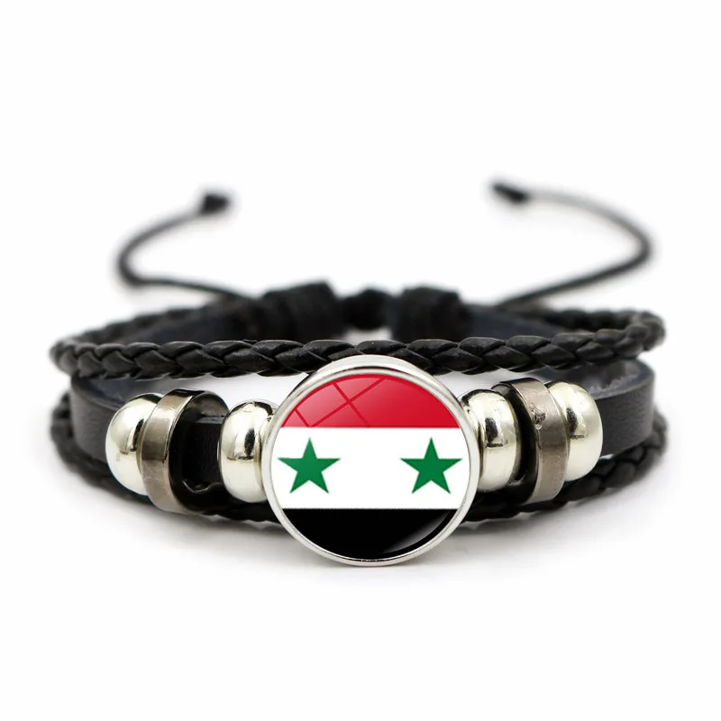 Love Syria Bracelet Handmade Syria Flag Charm Women Men Leather Bracelets & Bangles Jewelry