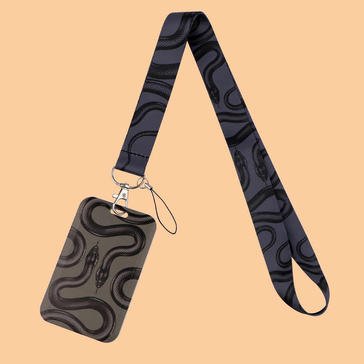 Black Snake Lanyard Card Holder Neck Strap For Key ID Card Cell Phone Straps Hanging Rope Badge Holder Accessories