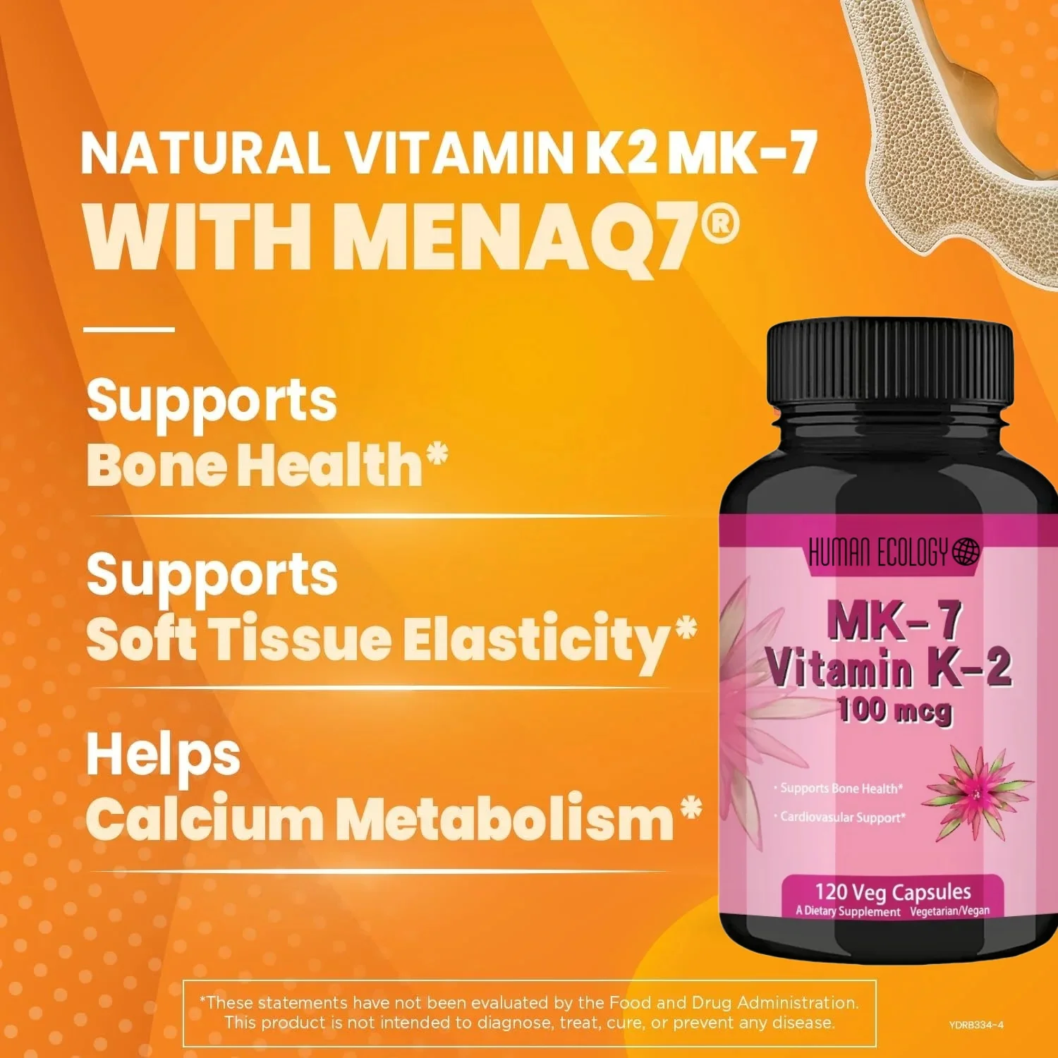 Emberi Ökológia Természetes Vitamin K2 MK-7 vel menaq2100mcg Vitamin K2 Pótlás supports Csont Közegészségügyi