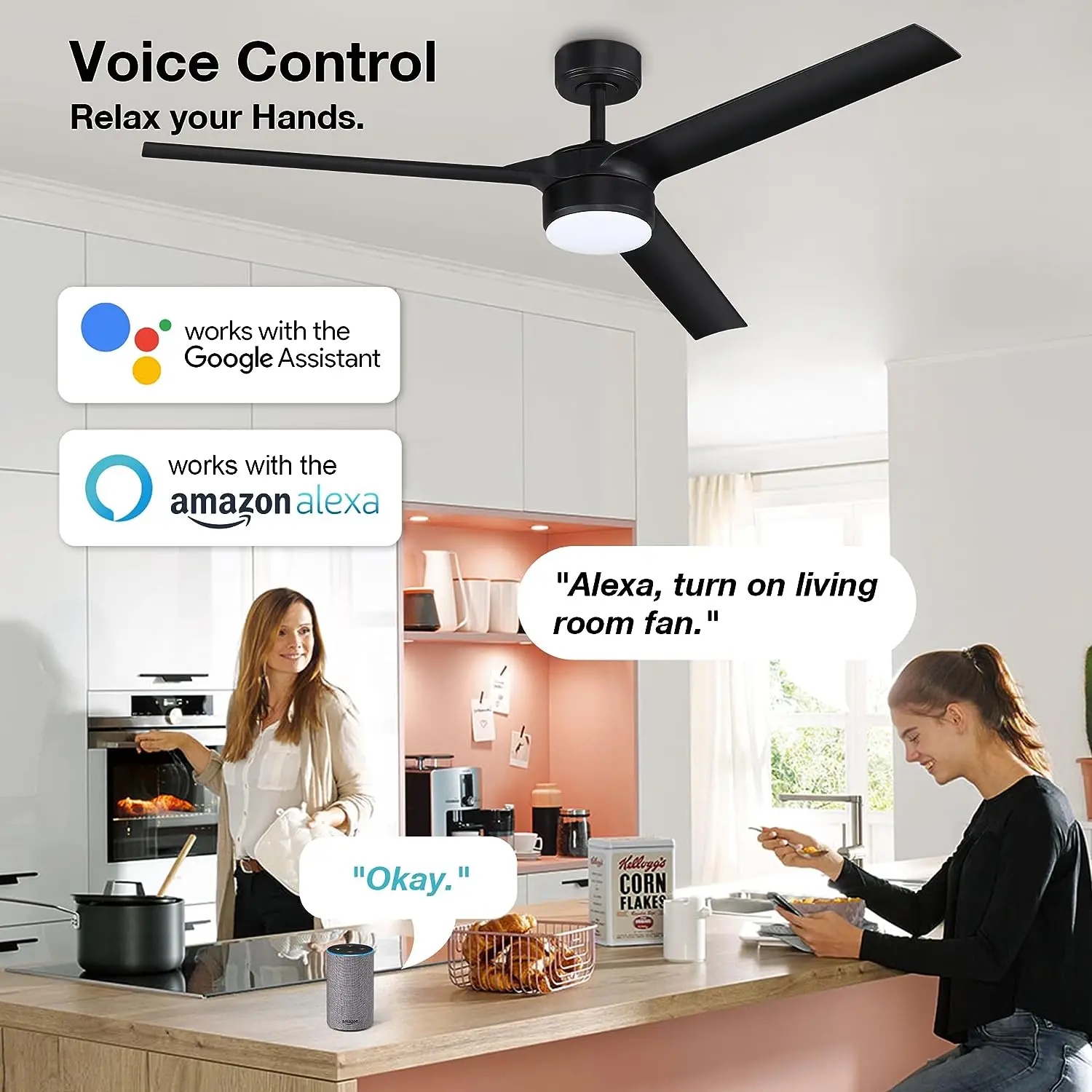 Casa moderna decorativa 52 Polegada ventilador de teto luz 6 velocidade vento ultra silencioso remoto durável metal elétrico disponível branco preto