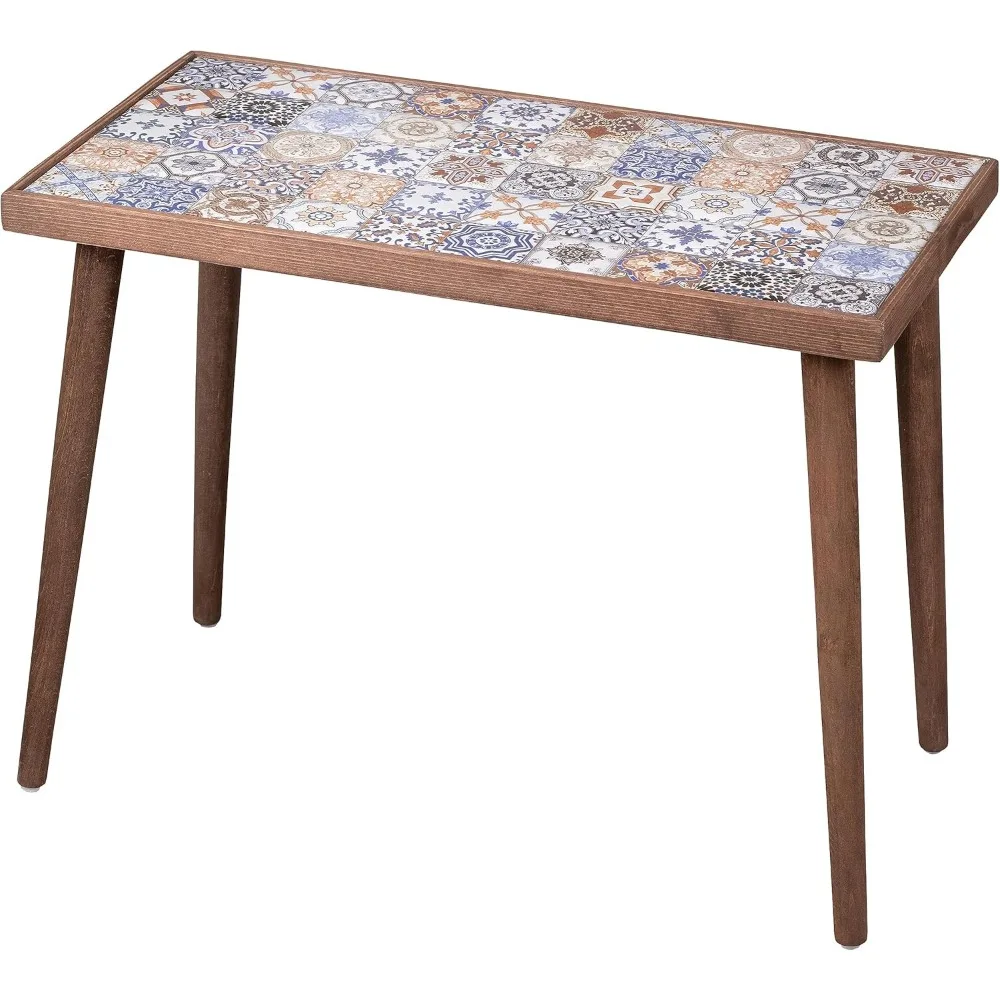 

Comfyt Coffee Table, Side End Table, Nightstand Nesting Table Home Decor Bedside Table Accent Table Home Essentials Wood Tiled T