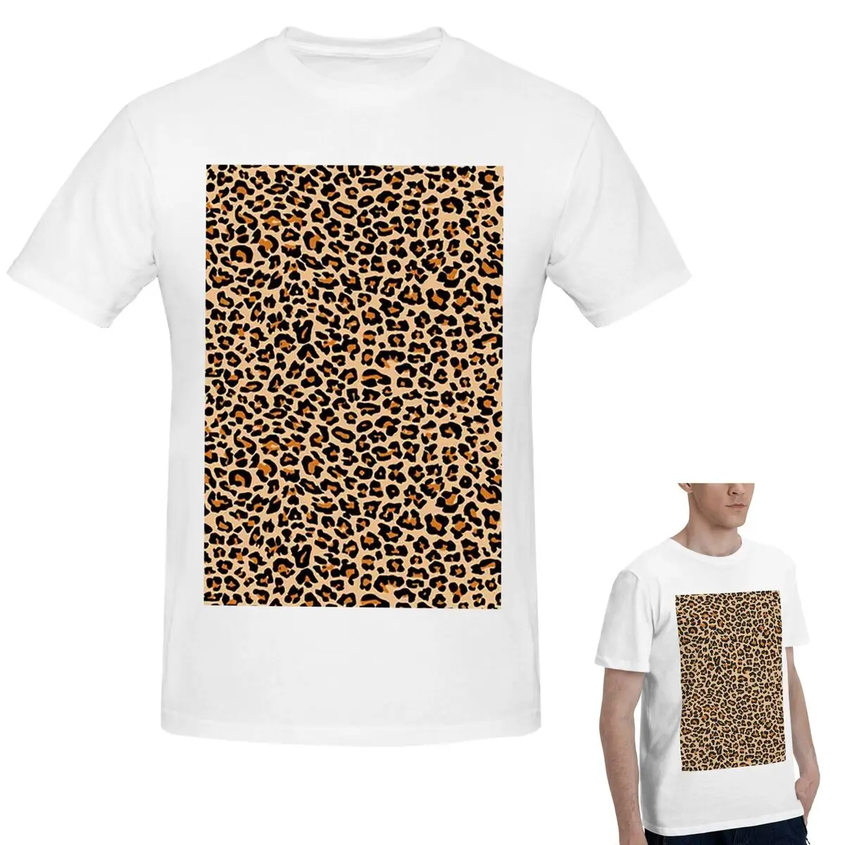 

100% хлопок, маска для лица с леопардовым принтом, мужская забавная футболка большого размера, мужские летние рубашки с круглым вырезом, топы, S-6XL