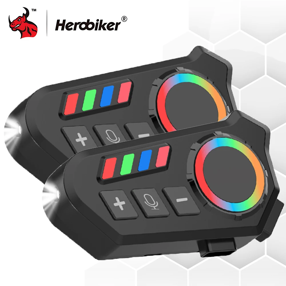 Motorcycle Helmet Bluetooth Headset V5.4 Noise Cancelling Intercom For 2 Riders Long Range 10km Earphones With 40H Usage Time