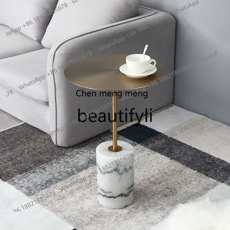 

xqqNordic marble edge few light luxury stainless steel corner few round living room sofa creative coffee table