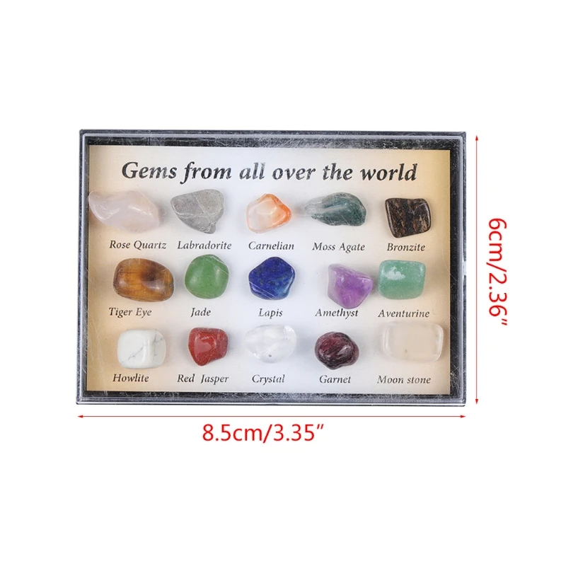 Mixed Crystal Natural Stone Mineral Ore Specimens Rock Collection with Box Decoration,Earth Science Toy