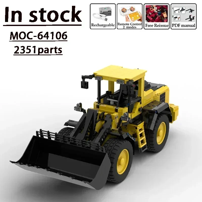 

MOC-64106 RC электрический 4x4 колесный погрузчик в сборе, модель строительного блока • 2351 детали, строительные блоки, детская игрушка на день рождения, подарок