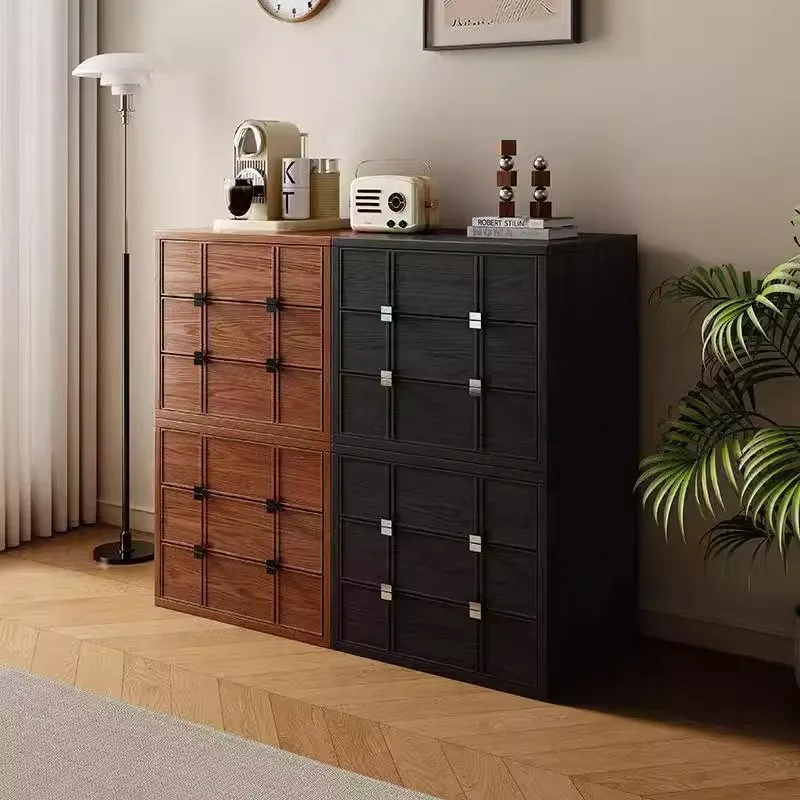 Chessboard module olid wood card door cabinet medieval chest  bedside table living room combination sofa