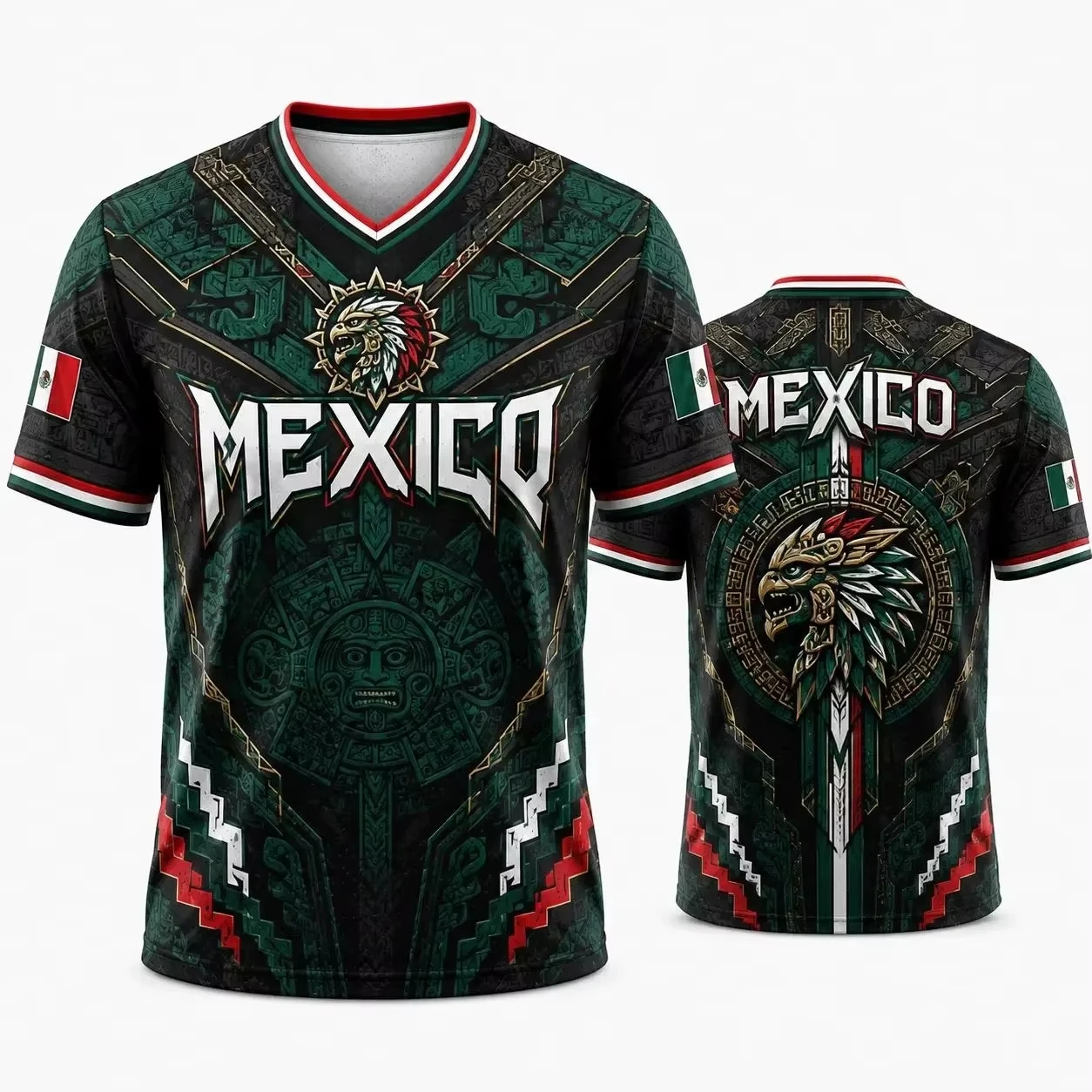 Aztec Calendar Ethnic Graphic Print V Neck Tee Mexican Style Quick Dry Breathable Short Sleeve Casual Outdoor Streetwear Top