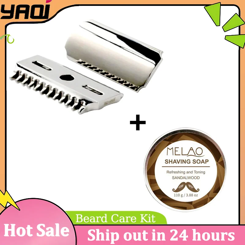 

YAQI Razzo Rocket Chrome Color Aluminum Handle Safety Razor & Soap Set | 1.20mm Hypoallergenic | Travel Shaving Kit
