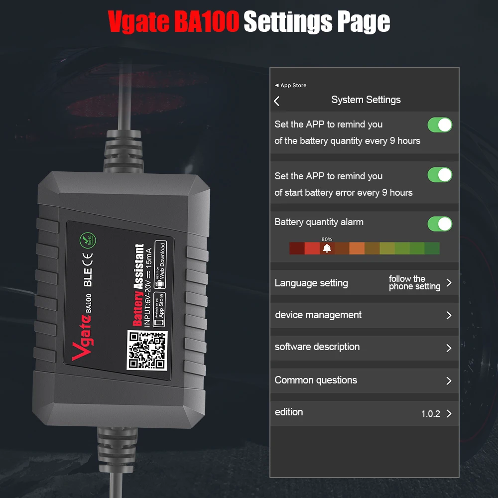 Vgate BA100 12V Voltage Car Battery Tester For Android/IOS Automotive Circuit Analyzer Tester Bluetooth 4.0 Auto Battery Tester