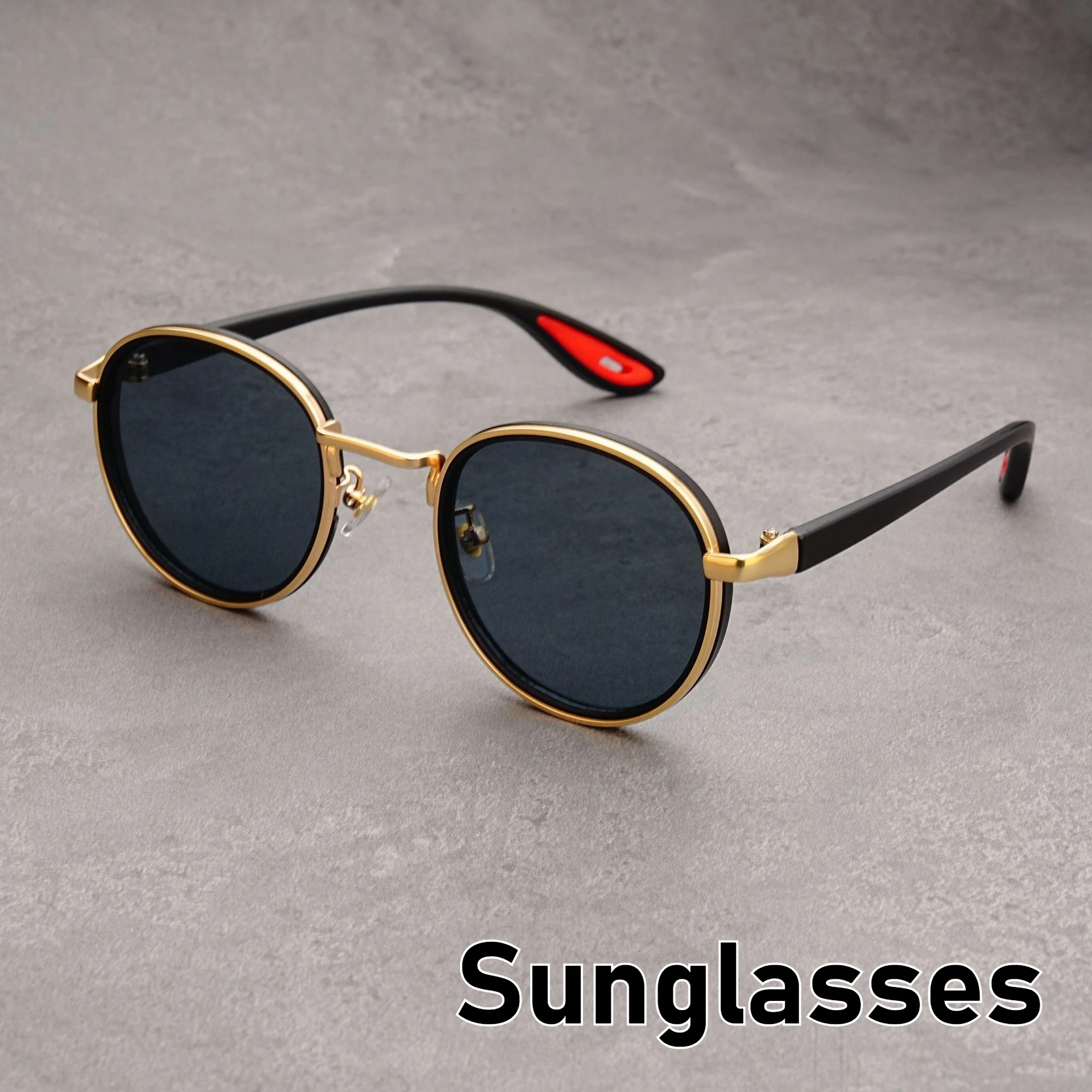

Neutral New Retro Casual Gold Rimmed Round Sunglasses Fashionable Personality Hip-hop Street Shooting Concave Sunglasses