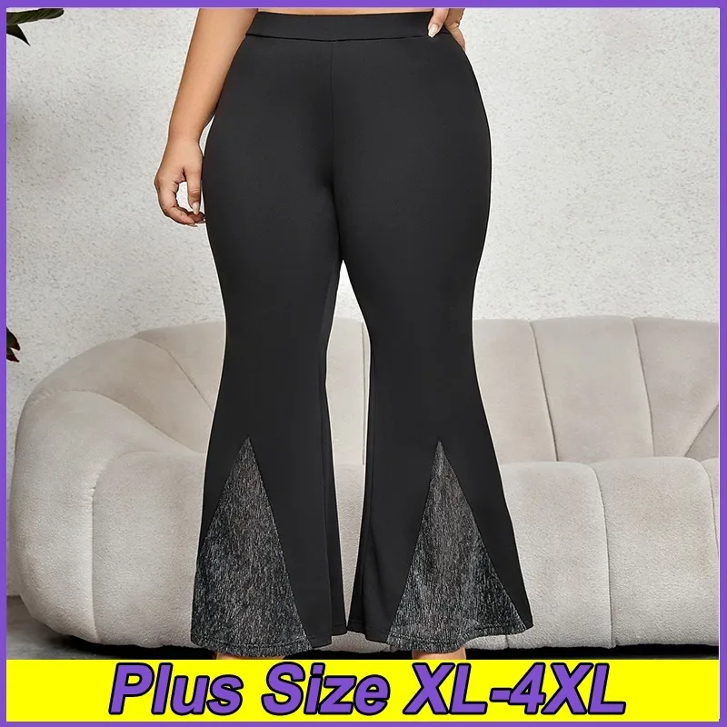 

Women’s Tight-Fitting Hip Flare Pants Plus Size XL-4XL Retro Color Blocking Slimming Trousers Summer Pantalones De Mujer
