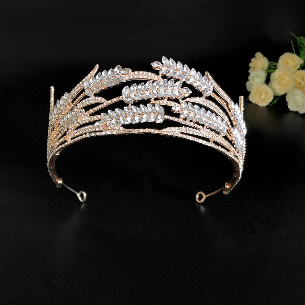

Wedding Crown Headgear Zinc Alloy Bridal Accessory Rhinestone Tiara Headdress For Bride Baroque Style Hair Prop