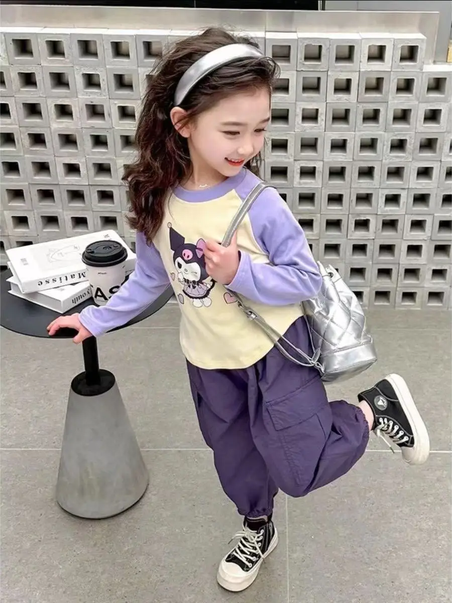 Pantaloni da lavoro estivi Sli per ragazze Pantaloni con polsini Pantaloni lunghi per bambini medi e piccoli per bambini