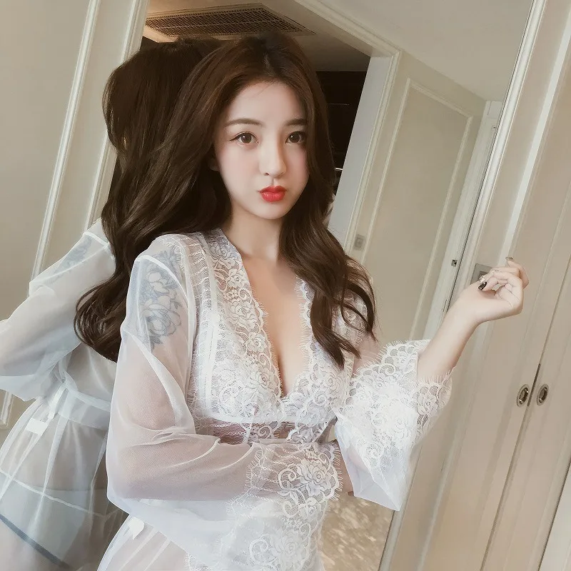 สตรีเซ็กซี่ชุดชั้นในใสใสโปร่งใสตาข่ายเซ็กซี่ลูกไม้ชุดนอนNightgownชุดนอนเย้ายวน