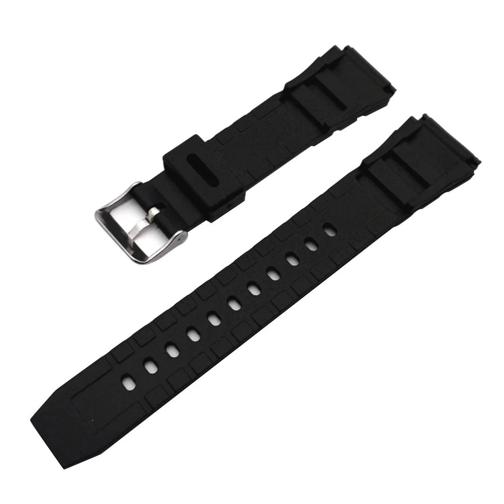 

18mm Watch Band Strap Black PU Replacement Sturdy Durable Soft Comfortable Glove Grain Stainless Steel Buckle