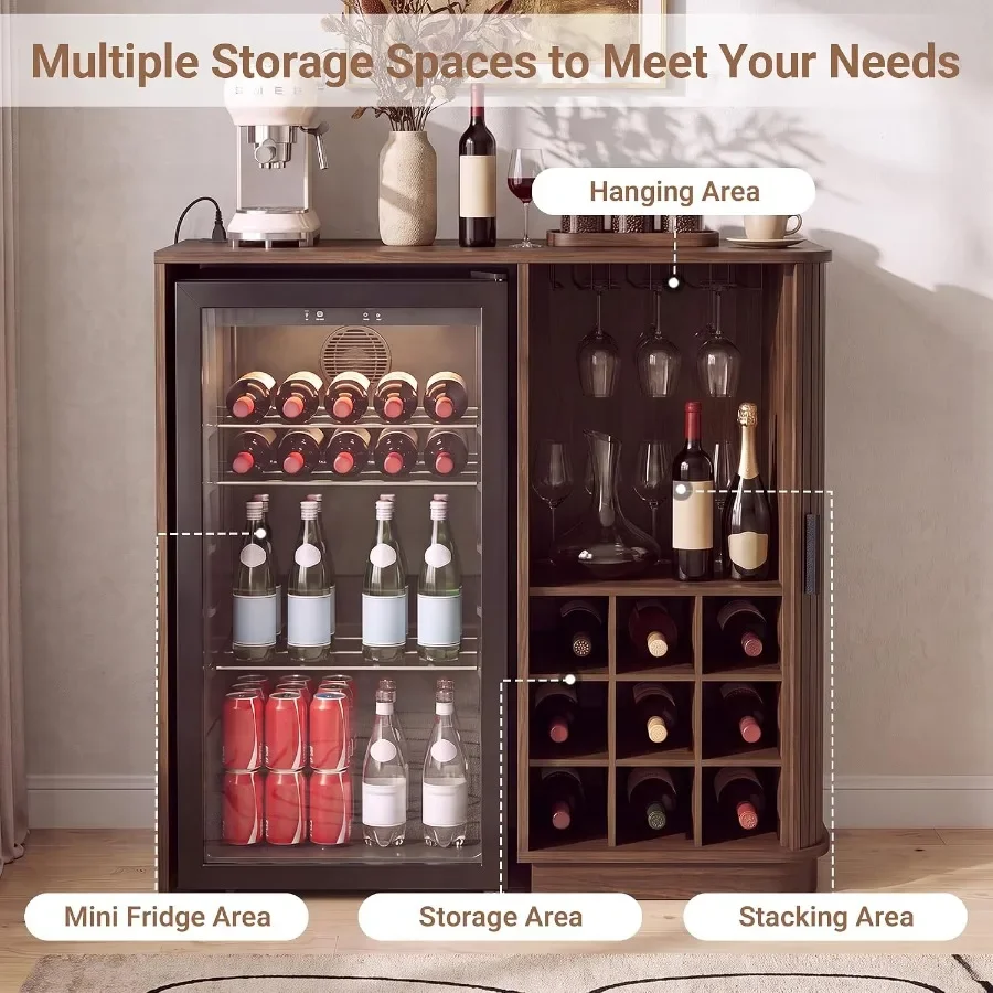 Coffee Bar Cabinet with Mini Fridge Space view 6