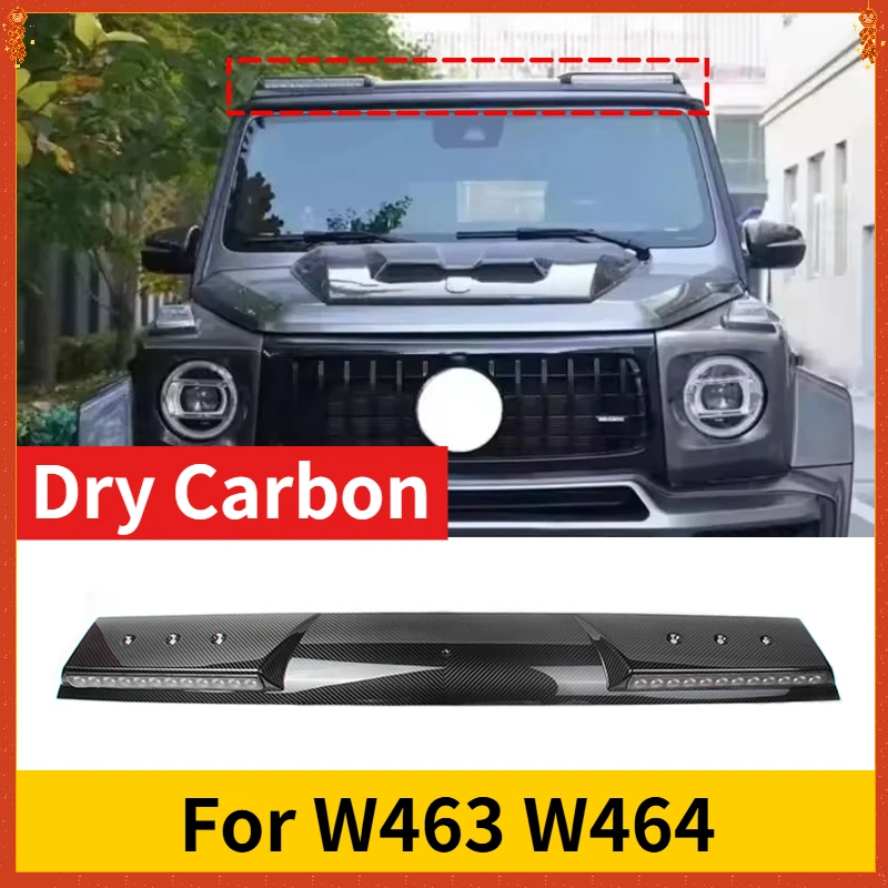Para benz w463 w464 g350 g400 g500 g63 g65 fibra de carbono seca real 19-2022 spoiler dianteiro da asa do telhado com 2 acessórios da lâmpada led