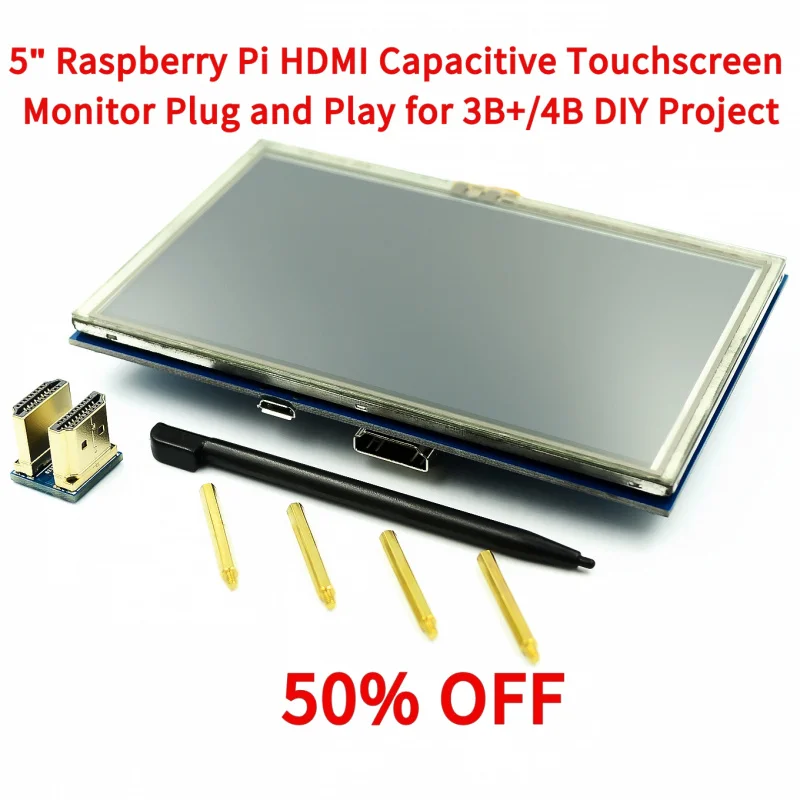 5Raspberry PiHDMIDisplay Screen USBCapacitive Touch Screen for Raspberry Pi 3B+/4B