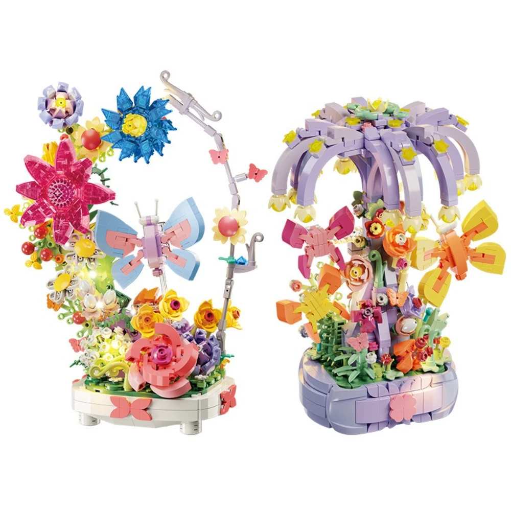 Moc flor borboleta desejando árvore blocos de construção conjunto rosas artificiais ideia botânica brinquedos para crianças aniversário presentes natal