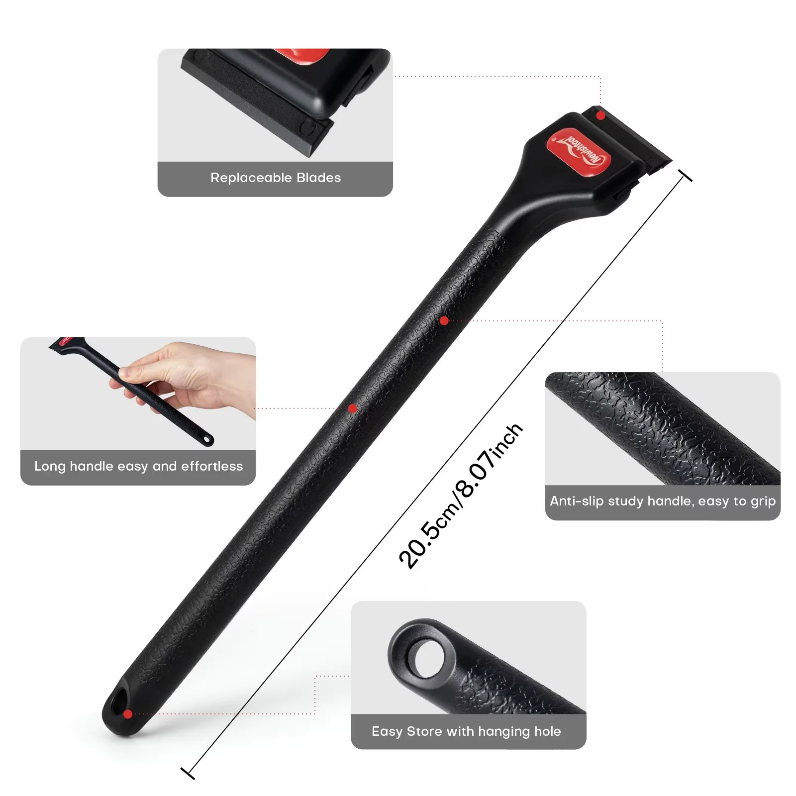 EHDIS Carbon Fiber Scraper Tool Razor Scraper With Plastic Blades Cleaning Scraper Remover For Floor Stove Car Window Glass - view 6