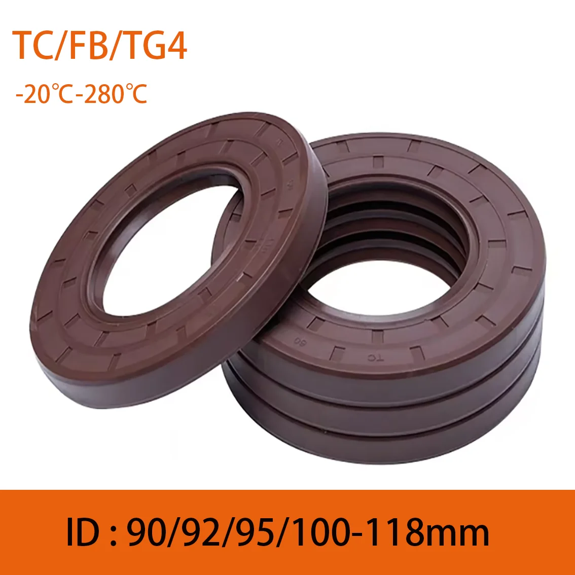 

1Pcs FKM ID 90-118mm Brown TC/FB/TG4 Skeleton Oil Seal Rings Double Lip Seal Gasket For Rotation Shaft Acid & Alkali Resistant