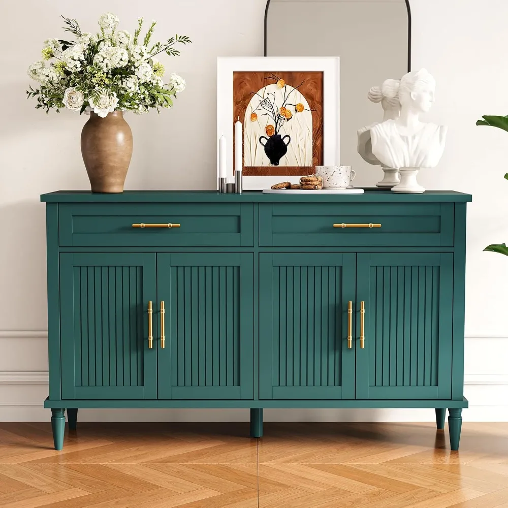 58 Inch Sideboard Buffet Cabinet with Storage, Fluted Buffet Storage Cabinet with 2 Drawers and 4 Doors, Customized