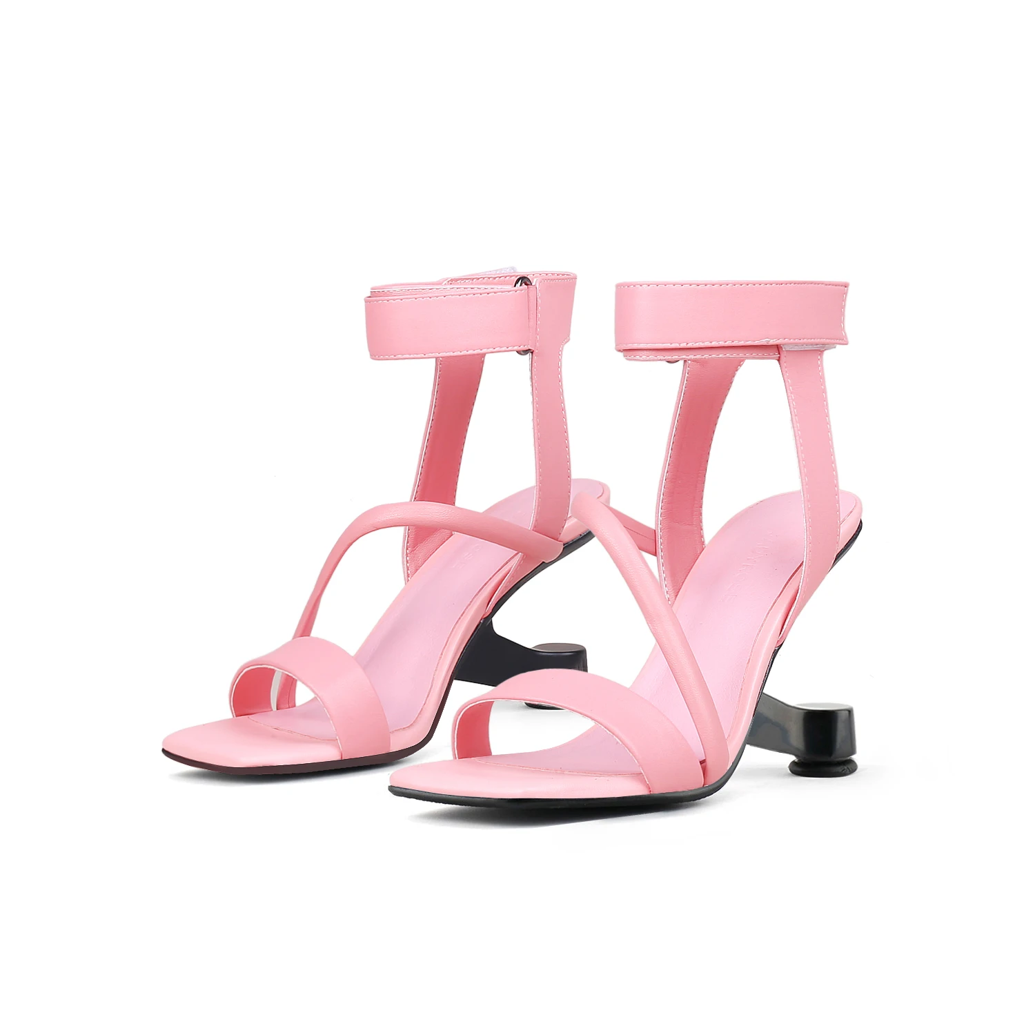 

Open Toe Slide Sandals Unique Heel Design Mid Heel Casual Mules Women Summer Shoes
