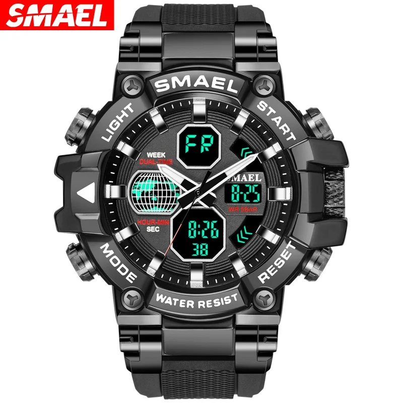 Smael Black Warrior Alloy Watch Men's Multi-Function Electronic Watch Hot Trendy Men's Watch
