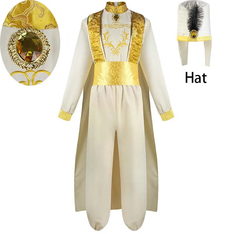 Costume cosplay principe arabo per adulti Fiaba magica Lampada meravigliosa Abiti principe arabo per spettacoli teatrali di Halloween