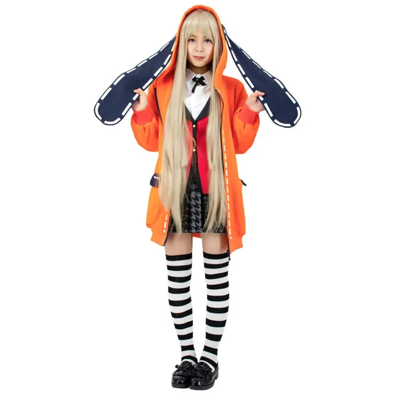 Kids Adult Kakegurui Compulsive Gambler Cosplay Cute Long-eared Rabbit Coat Runa Yomozuki Costumes RZ5658