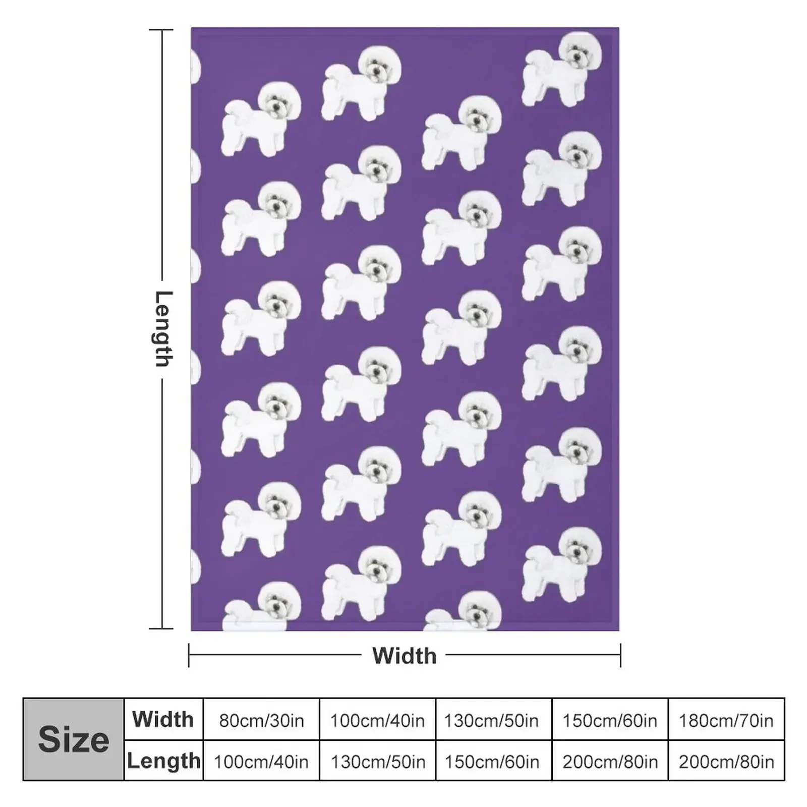 Bichon Frise dog on Ultraviolet,Pantone Ultraviolet Throw Blanket For Decorative Sofa Blankets For Baby Thin Stuffeds Blankets